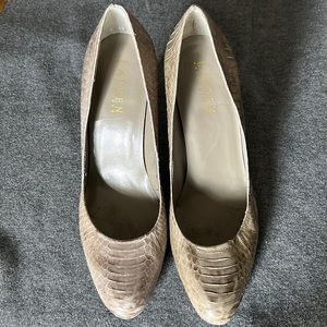 Pre-loved Ralph Lauren Zabrina 2 Taupe Matte Snake print Heels